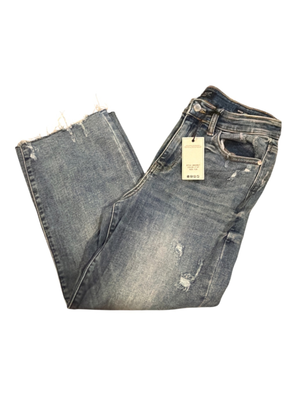 NWT Judy Blue High Waist Distressed Wide Leg Jeans Size 7/28